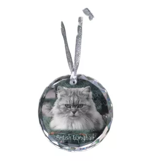 Britisch Langhaar - Kristallkugel mit Foto, Katzenfoto im Kristall, personalisierter Weihnachtsbaumanhänger von Art-Dog.