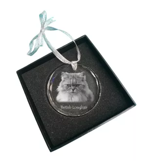 British Longhair - crystal bauble with a photo, photo of a cat in crystal, personalized Christmas tree ornament by Art-Dog brand
