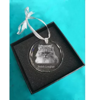 British Longhair - crystal bauble with a photo, photo of a cat in crystal, personalized Christmas tree ornament by Art-Dog brand