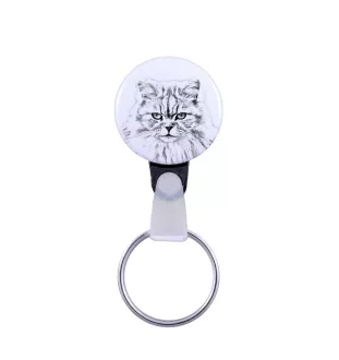 British Longhair - handmade keychain with a cat portrait, purse charm, product of the Art-Dog brand.