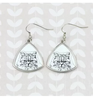 British Longhair - cat earrings, hanging earrings with a picture, personalized jewelry with Art-Dog brand print.