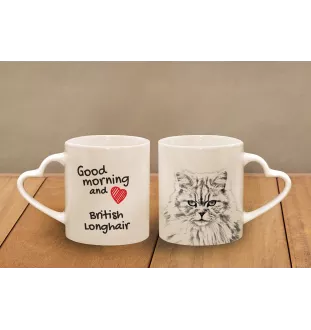 Britisch Langhaar Tasse mit Katze, entzückende Tasse mit herzförmigem Henkel, universelles Geschenk der Marke Art-Dog