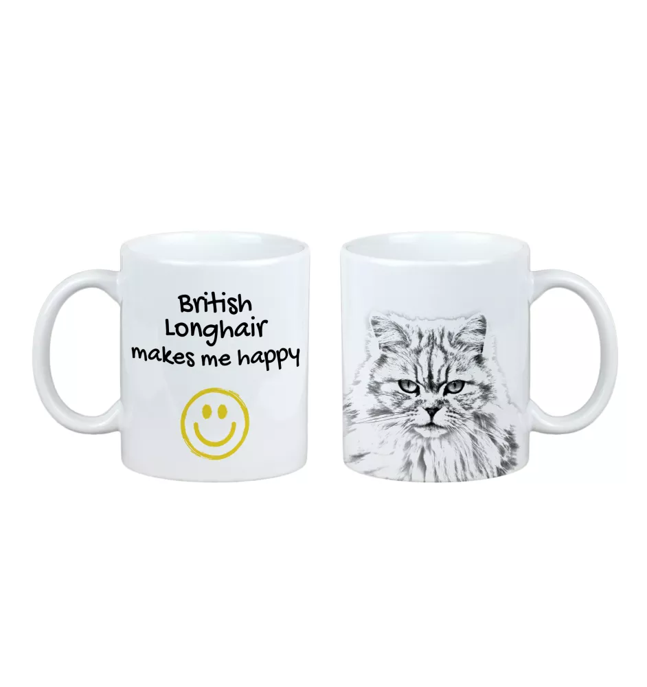 Britisch Langhaar - Tasse mit Katze, fröhliche Tasse für Hundefreunde, personalisiertes Geschenk der Marke Art-Dog
