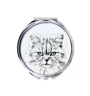 British Longhair - pocket mirror with a cat, personalized mirror for a purse, compact mirror with Art-Dog brand print