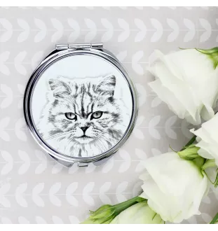 British Longhair - miroir de poche avec un chat, miroir personnalisé pour sac à main, miroir compact avec impression de la marque Art-Dog