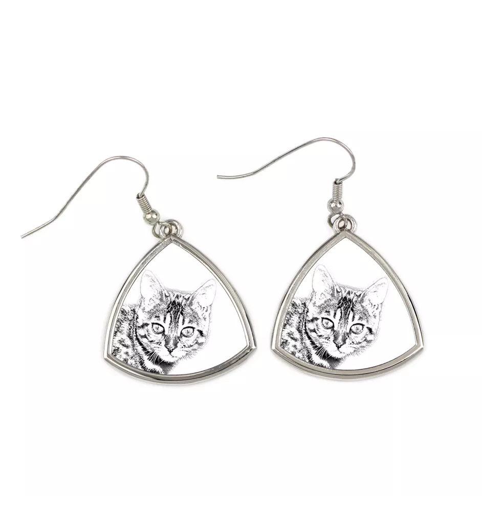 Bengal - boucles d'oreilles avec un chat, boucles d'oreilles pendantes avec une image, bijoux personnalisés avec l'impression de la marque Art-Dog