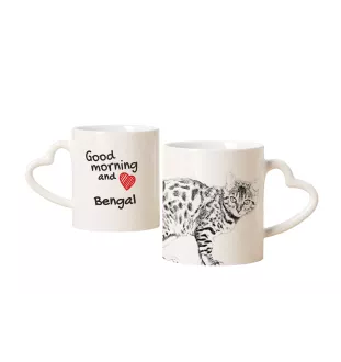 Bengalisch Tasse mit Katze, entzückende Tasse mit herzförmigem Henkel, universelles Geschenk der Marke Art-Dog