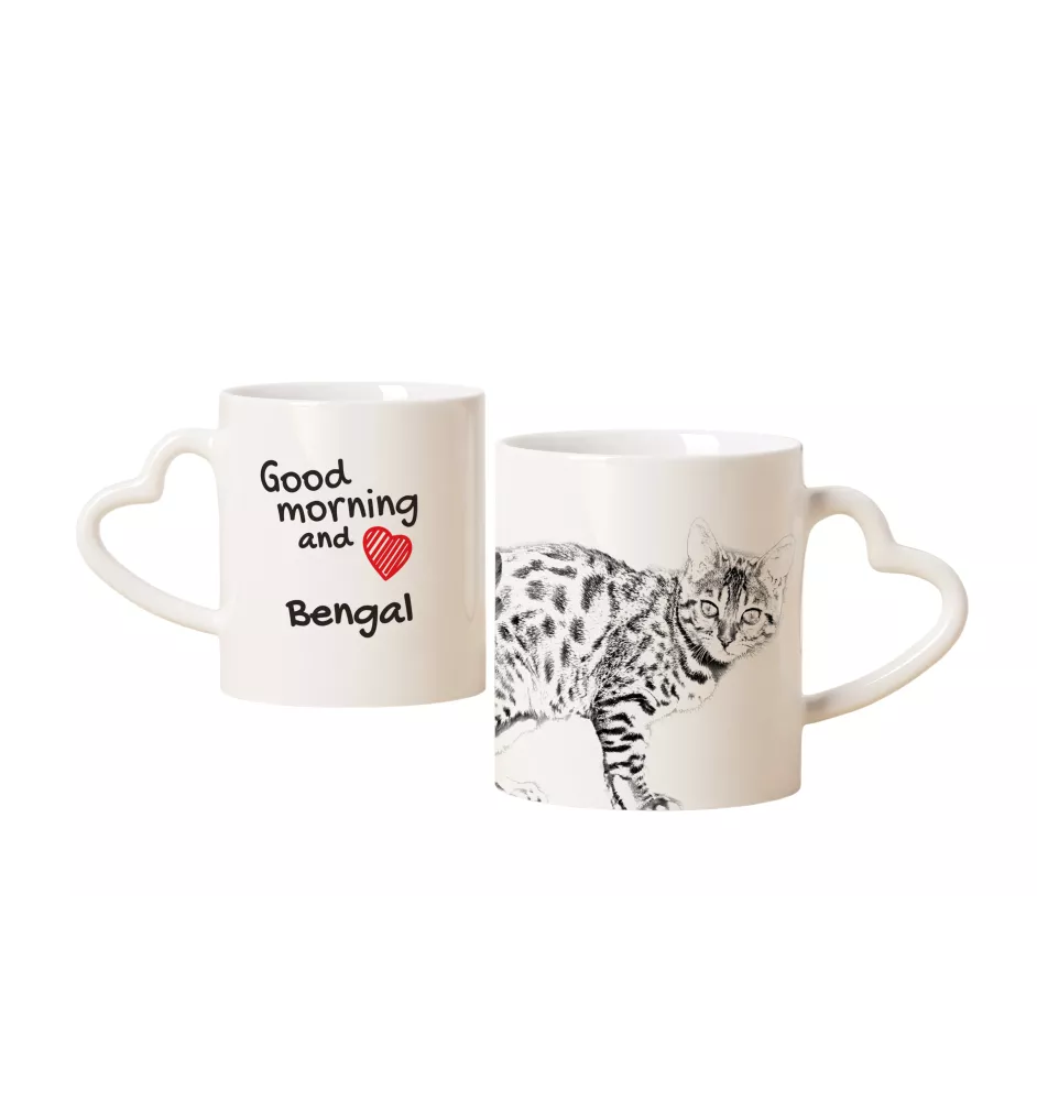 Bengal - cat mug, adorable heart-shaped handle mug, universal gift from Art-Dog brand