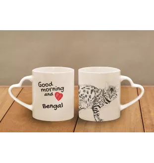 Bengalisch Tasse mit Katze, entzückende Tasse mit herzförmigem Henkel, universelles Geschenk der Marke Art-Dog