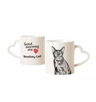 Bombay Tasse mit Katze, entzückende Tasse mit herzförmigem Henkel, universelles Geschenk der Marke Art-Dog