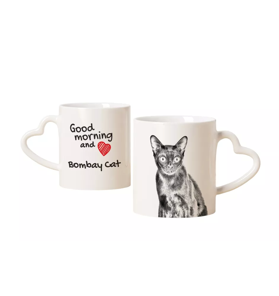 Bombay - cat mug, adorable heart-shaped handle mug, universal gift from Art-Dog brand