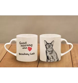 Bombay - cat mug, adorable heart-shaped handle mug, universal gift from Art-Dog brand