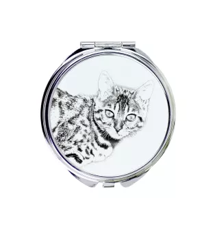 Bengal - miroir de poche avec un chat, miroir personnalisé pour sac à main, miroir compact avec impression de la marque Art-Dog