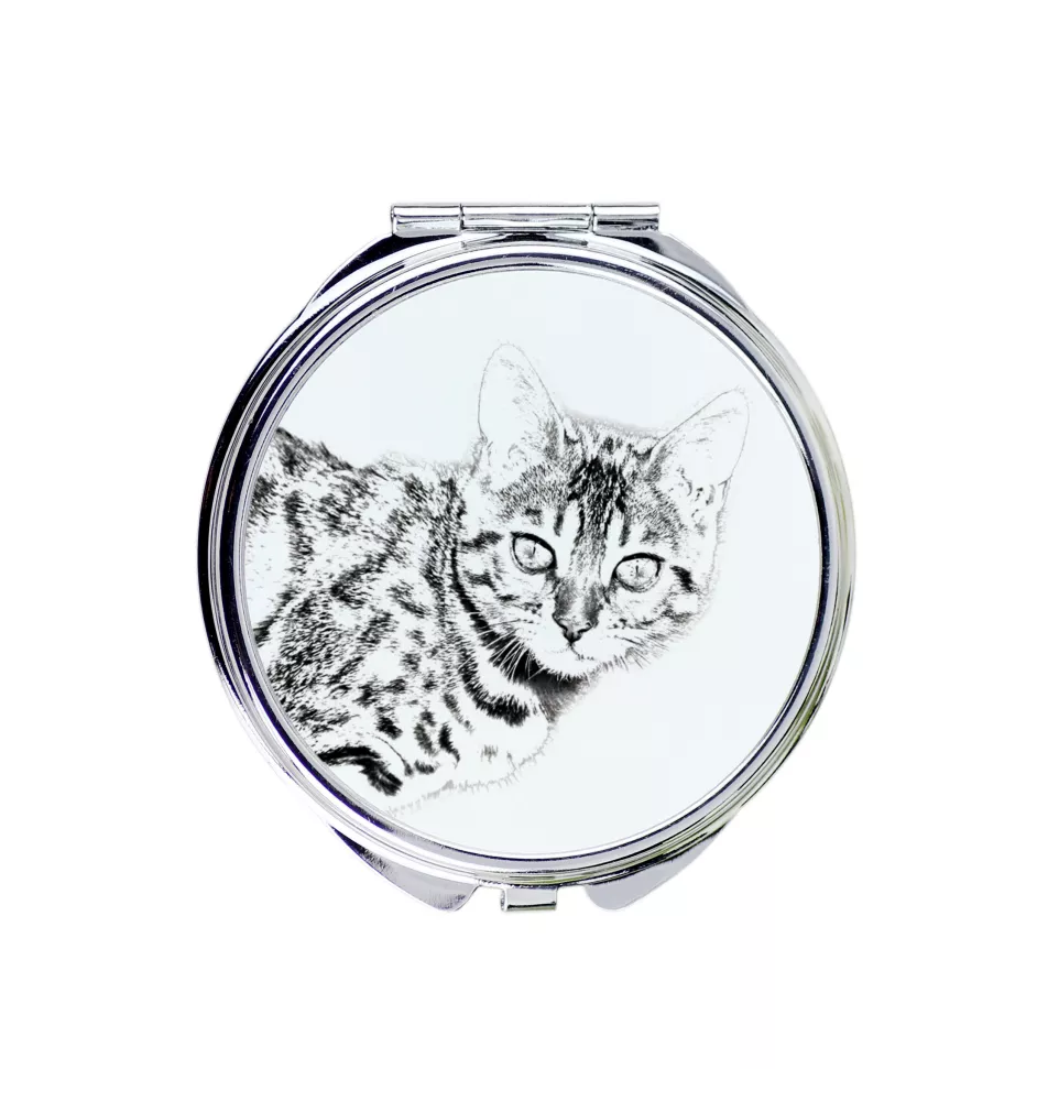 Bengal - miroir de poche avec un chat, miroir personnalisé pour sac à main, miroir compact avec impression de la marque Art-Dog