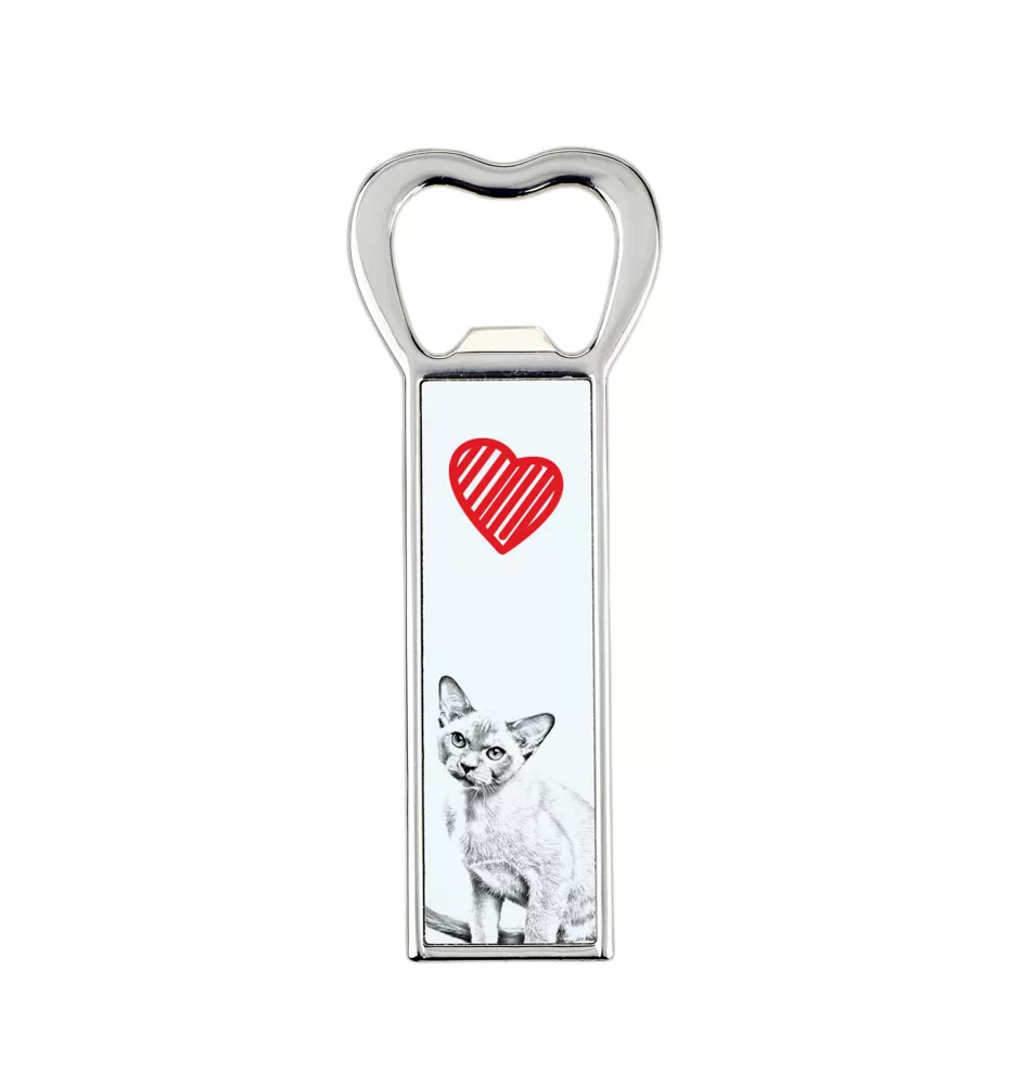 Burma Cat - bottle opener with a cat, personalized fridge opener, unique gift for men by Art-Dog brand