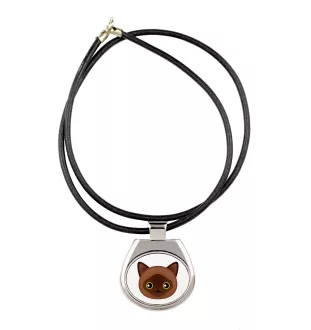 Burmese - pendant necklace with graphic on a chain strap by Art-Dog brand