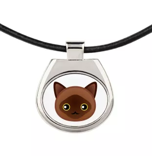 Birman - collier pendentif avec une illustration sur une chaîne en cuir de la marque Art-Dog