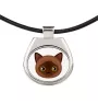 Birman - collier pendentif avec une illustration sur une chaîne en cuir de la marque Art-Dog