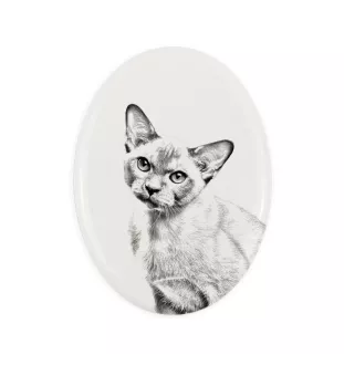 Chat de Birmanie - une plaque commémorative avec une photo de chat, une plaque funéraire avec une impression, une plaque ovale personnalisée de la marque Art-Dog