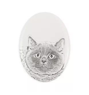 British Shorthair - une plaque commémorative avec une photo de chat, une plaque funéraire avec une impression, une plaque ovale personnalisée de la marque Art-Dog