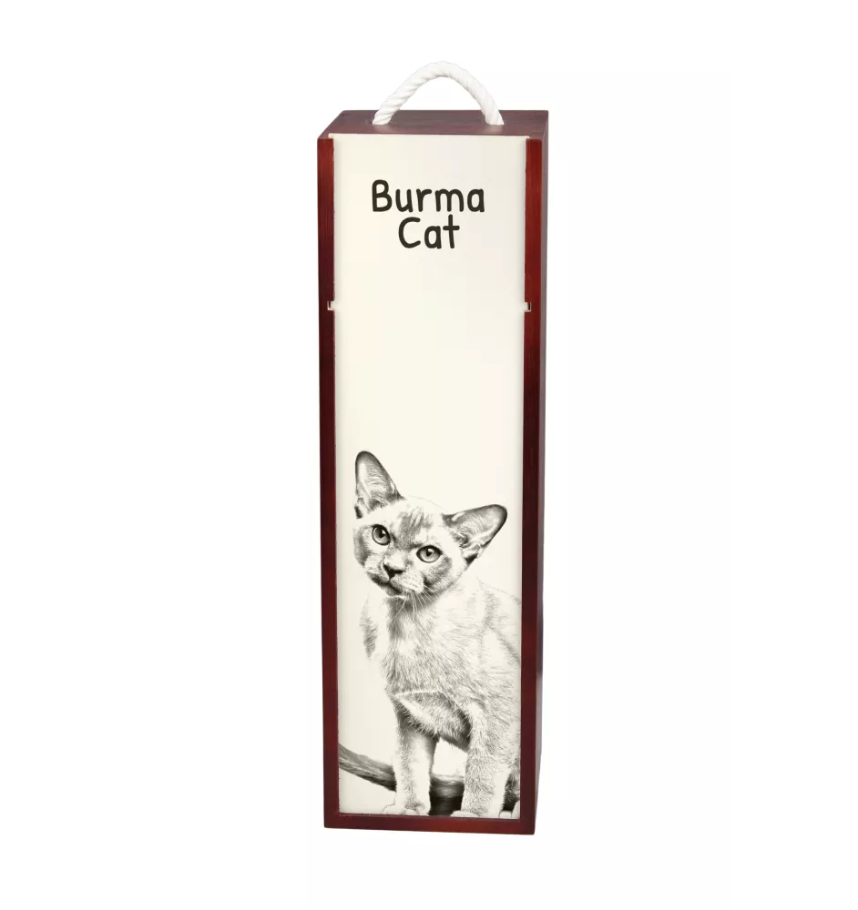 Birmakatze - Weinbox mit Katze, Alkoholbox mit Grafik, personalisierte Geschenkbox der Marke Art-Dog