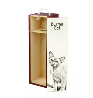 Burma Cat - wine box with a cat, alcohol box with graphics, personalized gift box from the Art-Dog brand