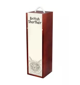British Shorthair - boîte à vin avec un chat, boîte à alcool avec une illustration, boîte personnalisée pour cadeau de la marque Art-Dog