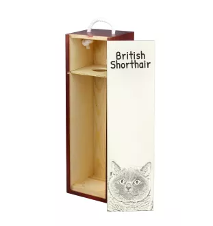 British Shorthair - wine box with a cat, alcohol box with graphics, personalized gift box from the Art-Dog brand