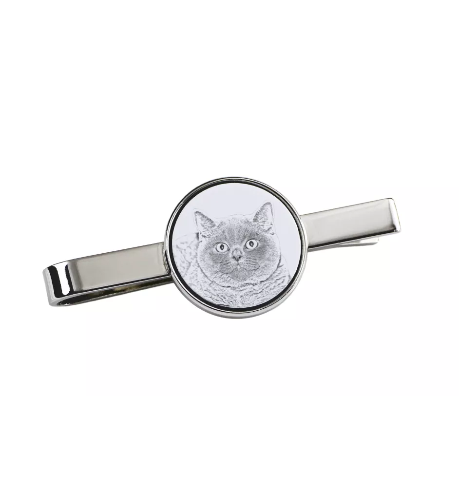 British Shorthair - cat tie clip, personalized tie clip, unique gift for men from Art-Dog brand