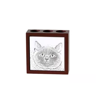 British Shorthair - pen holder with a cat, desk organizer with a print, personalized desk decoration by Art-Dog brand