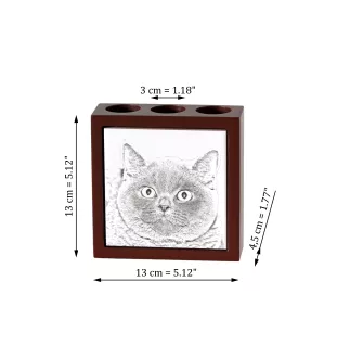Britisch Kurzhaar - Stifthalter mit Katze, Schreibtischorganizer mit Aufdruck, personalisierte Schreibtischdekoration von der Marke Art-Dog