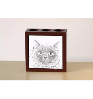 British Shorthair - porte-stylo avec un chat, organiseur de bureau avec impression, décoration de bureau personnalisée de la marque Art-Dog