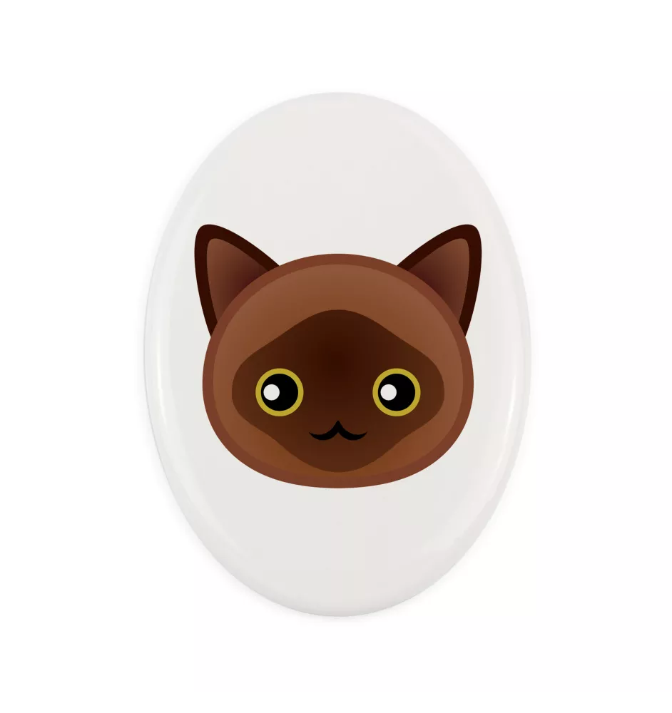 Birman - une plaque funéraire en céramique avec une illustration et un texte de la marque Art-Dog