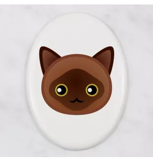 Birman - une plaque funéraire en céramique avec une illustration et un texte de la marque Art-Dog