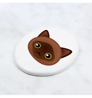 Burmese - ceramic tombstone plaque with graphics and inscription by Art-Dog brand