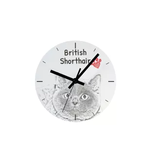 British Shorthair - wall clock with a cat, shelf clock with a print, personalized home decoration from the Art-Dog brand