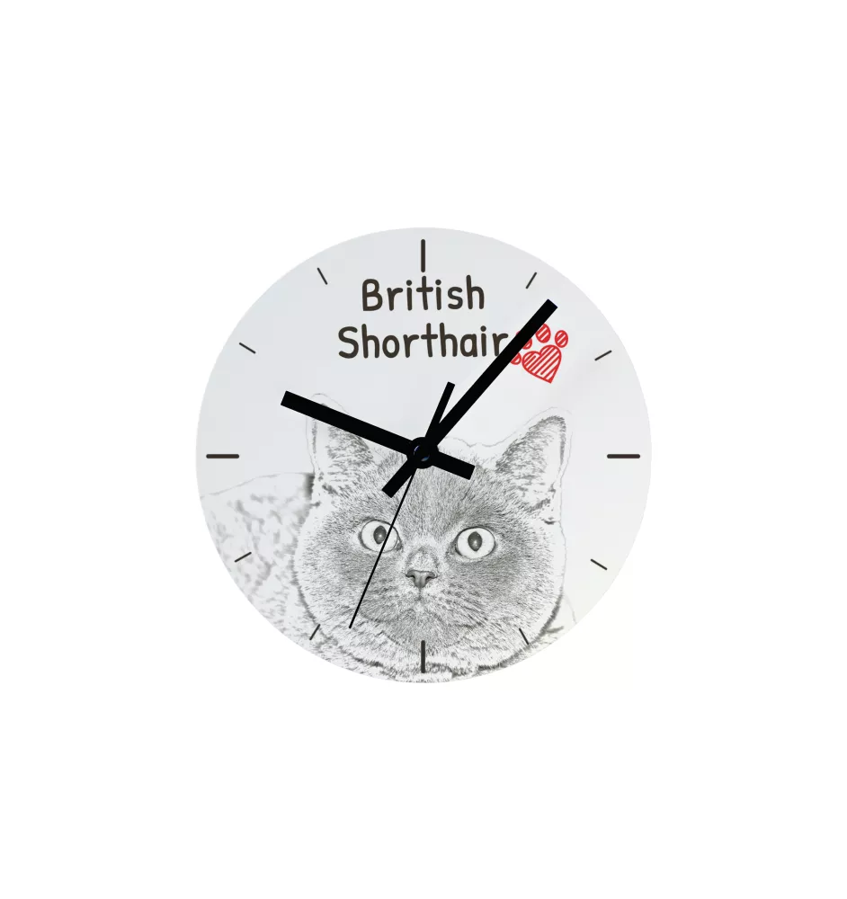 British Shorthair - horloge murale avec un chat, horloge de table avec impression, décoration personnalisée de la maison de la marque Art-Dog