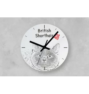 British Shorthair - horloge murale avec un chat, horloge de table avec impression, décoration personnalisée de la maison de la marque Art-Dog