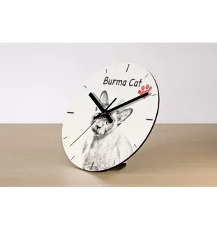 Birmakatze - Wanduhr mit Katze, Regal Uhr mit Druck, personalisierte Hausdekoration von Art-Dog.