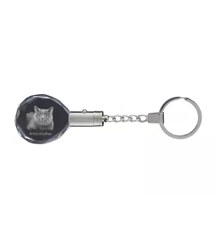 Britisch Kurzhaar - Fob with cat photo, crystal key ring in gift box, unique gift by Art-Dog brand
