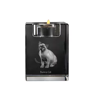 Chat de Birmanie - Bougeoir avec photo de chat, porte bougie en cristal, cadeau personnalisé par la marque Art-Dog
