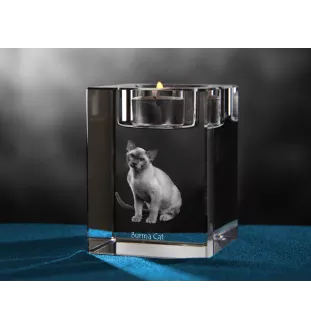 Chat de Birmanie - Bougeoir avec photo de chat, porte bougie en cristal, cadeau personnalisé par la marque Art-Dog