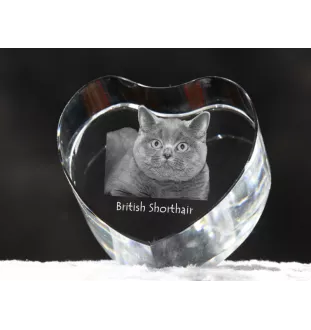 Britisch Kurzhaar - Kristalluhr mit Katzenbild, Herzregal-Uhr, personalisierte Standuhr von Art-Dog.