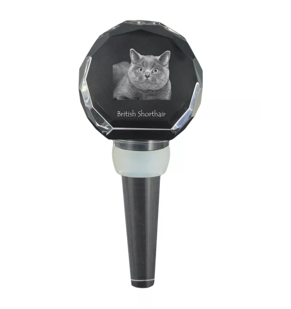 British Shorthair - Bouchon de bouteille en cristal avec chat, bouchon de vin unique avec photo, cadeau personnalisé pour sommelier par la marque Art-Dog