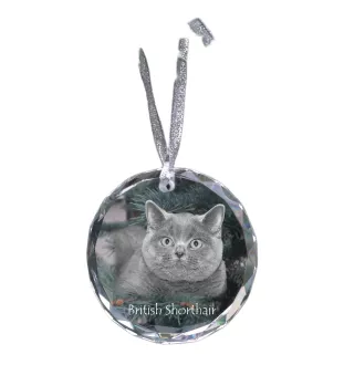British Shorthair - boule de Noël en cristal avec une photo, photo d'un chat dans le cristal, décoration personnalisée pour sapin de Noël de la marque Art-Dog