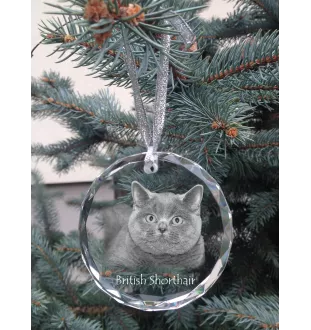 British Shorthair - boule de Noël en cristal avec une photo, photo d'un chat dans le cristal, décoration personnalisée pour sapin de Noël de la marque Art-Dog