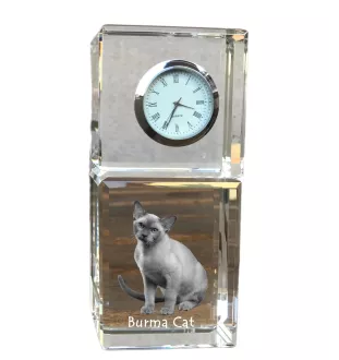 Chat de Birmanie - montre en cristal avec photo, photo de chat dans le cristal, horloge de bureau personnalisée de la marque Art-Dog