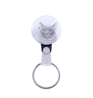 British Shorthair - handmade keychain with a cat portrait, purse charm, product of the Art-Dog brand.