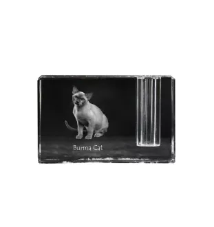 Birmakatze - Stifthalter, Kristallorganizer mit Katzenfoto, einzigartige Schreibtischdekoration der Marke Art-Dog