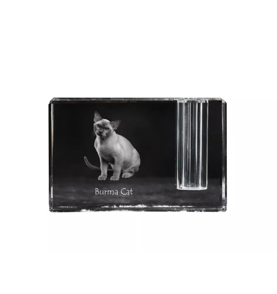 Chat de Birmanie - Porte-stylos, organiseur en cristal avec photo de chat, décoration de bureau unique par la marque Art-Dog